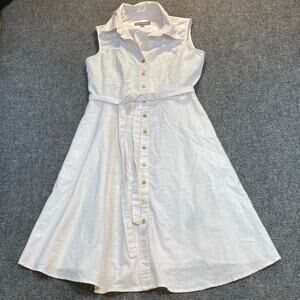 sharagano denim dress Denim chambray style button down dress with